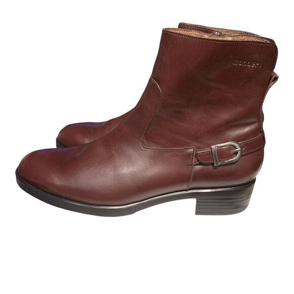 Wonders Fly Leather Chelsea Boot Ankle Height Brown Buckle Block Heel Wmn 41/10 - Picture 2 of 12